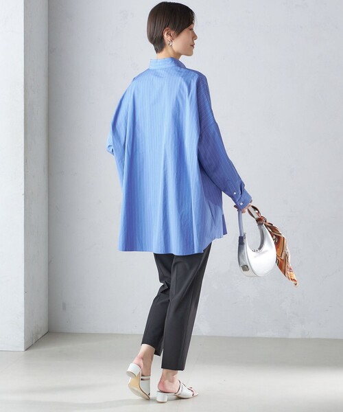 【シップス　ウィメン】SHIPS Primary Navy Label:〈手洗い可能〉コットン ストライプ T ブラウス SHIPS Primary Navy Label:〈手洗い可能〉コットン ストライプ T