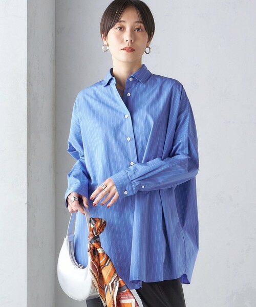 ブラウス シャツ SHIPS Primary Navy Label:「手洗い可能」コットン ストライプ T ブラウス レディース SHIPS Primary Navy Label:〈手洗い可能〉コットン ストライプ T