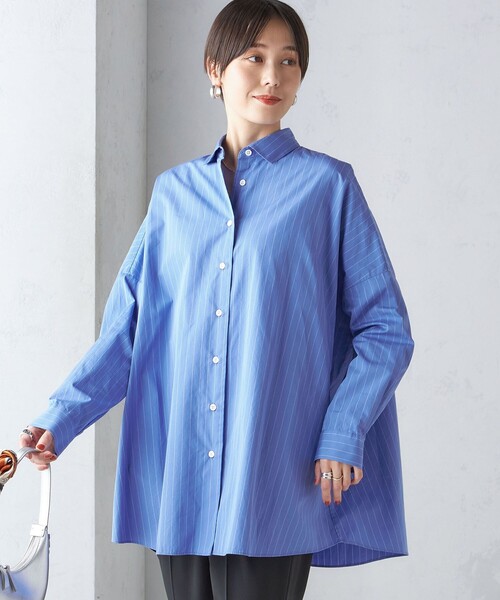 ブラウス シャツ SHIPS Primary Navy Label:コットン タイプライター ビッグ シャツ レディース SHIPS ブラウス シャツ Primary Navy Label:「手洗い可能