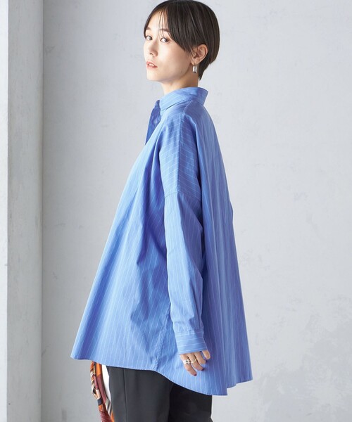 SHIPS ブラウス シャツ Primary Navy Label:「手洗い可能