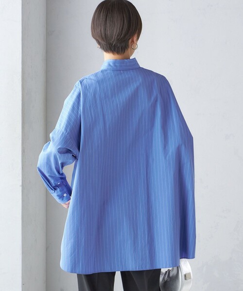 SHIPS ブラウス シャツ Primary Navy Label:「手洗い可能
