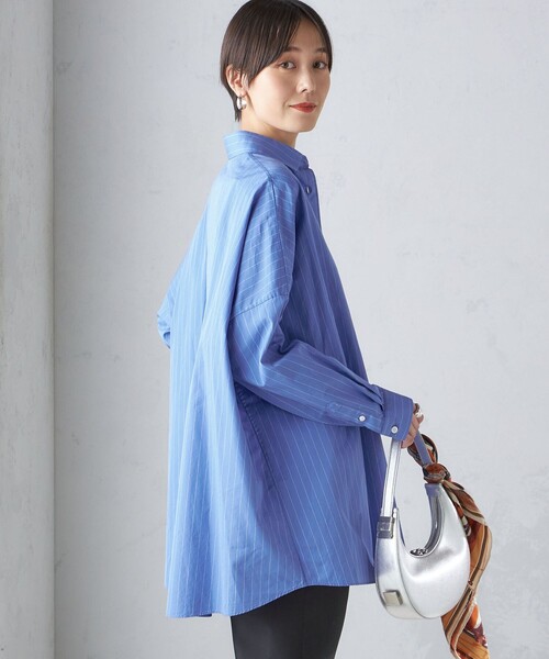 SHIPS ブラウス シャツ Primary Navy Label:「手洗い可能