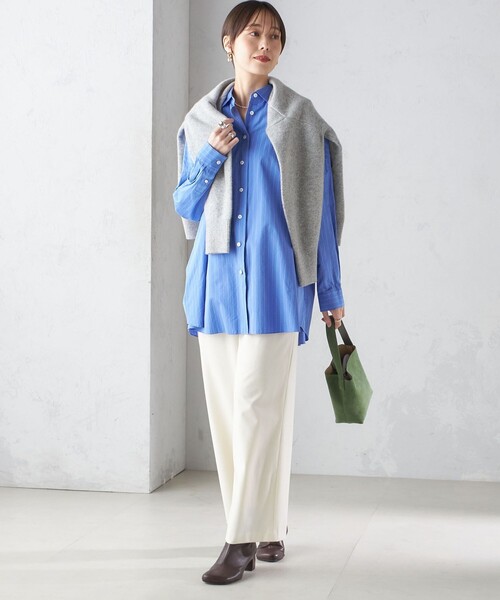SHIPS ブラウス シャツ Primary Navy Label:「手洗い可能