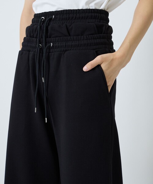 John Lawrence Sullivan スウェットパンツ SWEAT WIDE PANTS WITH LEATHER PATCH