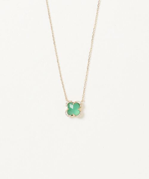 ネックレス K18YG グリーンカルセドニー ネックレス レディースの画像