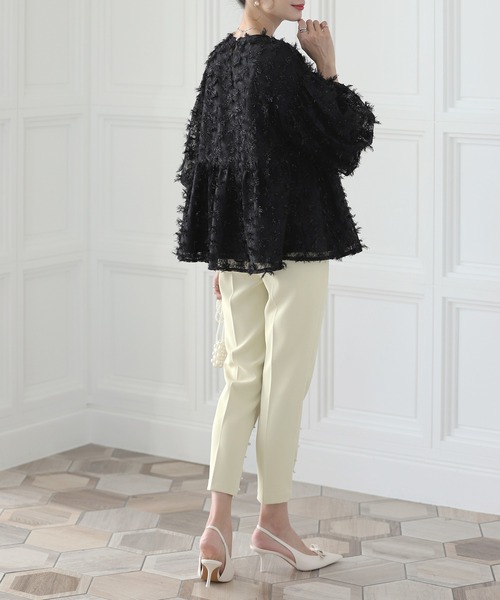 MERAKI ブラウス シャツ フラワーモチーフシャギートップス レディース