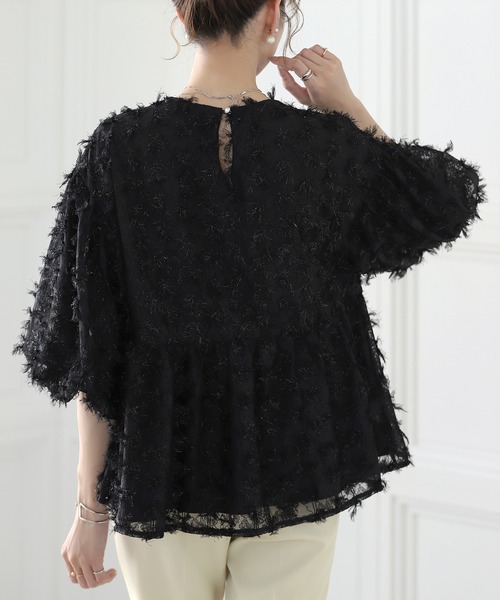 MERAKI ブラウス シャツ フラワーモチーフシャギートップス レディース