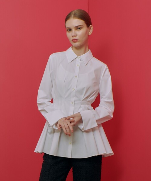 ブラウス シャツ 「LOULOU WILLOUGHBY」タックシェイプシャツ レディース