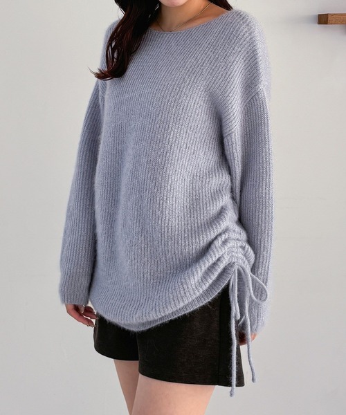 Heather（ヘザー） ニット セーター サイドドロストチュニックニット
