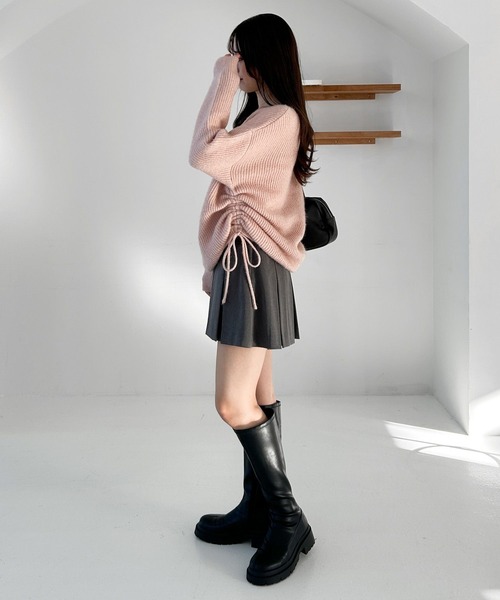 Heather（ヘザー） ニット セーター サイドドロストチュニックニット