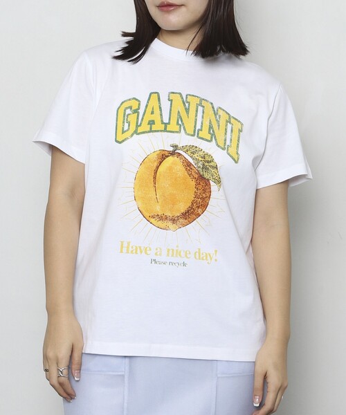 tシャツ GANNI/ガニー Basic Jersey Peach Relaxed T / T3529 / ショートスリーブプリントTシャツ レディー GANNI tシャツ GANNI/ガニー Basic Jersey Peach Relaxed T