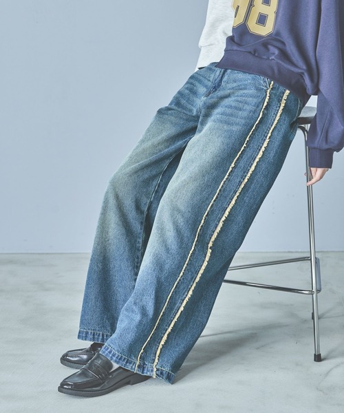 LAKOLE（ラコレ） ジーンズ デニム デニムパンツ サイドラインフリンジ