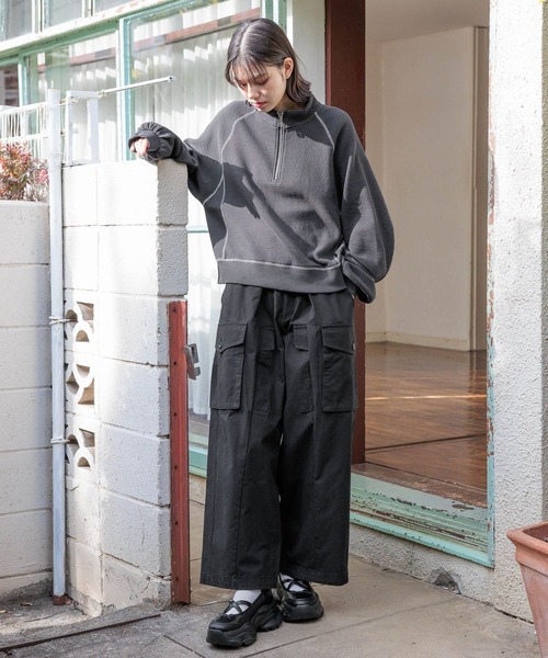 niko and… トレーナー スウェット ステッチハーフZIPプル