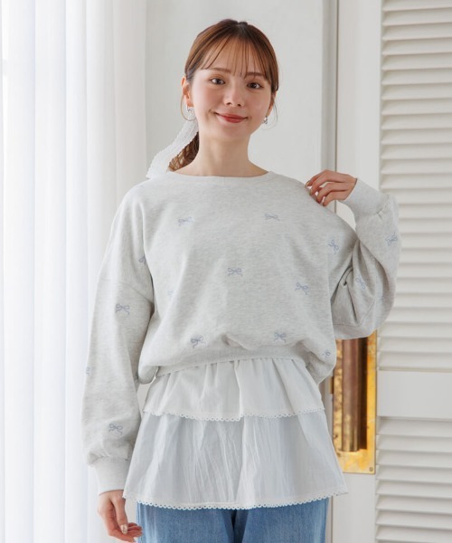 flower チャーミングリボンスウェット アイボリー 新品ファッション - flower チャーミングリボンスウェット