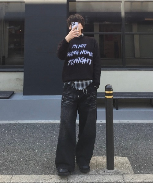 Chikashitsu+（チカシツプラス） ワイドパンツ ジーンズ メンズ