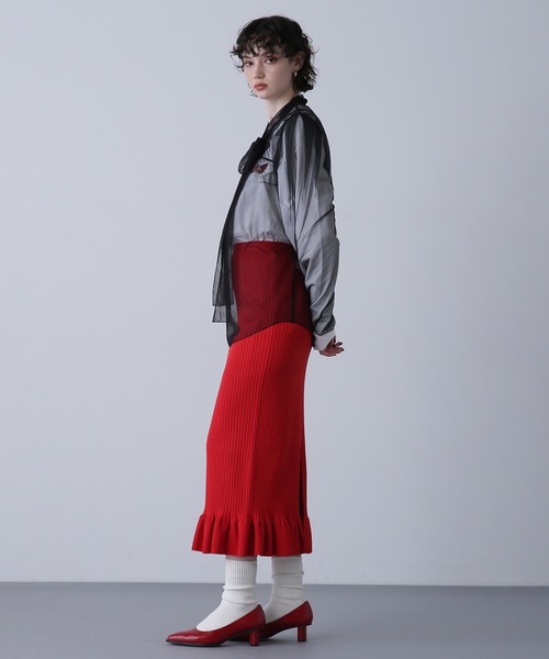 ROSE BUD（ローズバッド） ブラウス シャツ チュールボウタイトップス