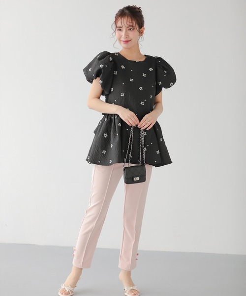 Fit more フラワースフレジャガードトップス レディース