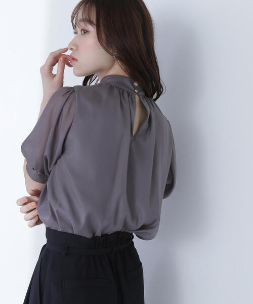 NATURAL BEAUTY BASIC ブラウス シャツ ハイネックシアー