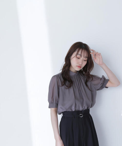 NATURAL BEAUTY BASIC ブラウス シャツ ハイネックシアー