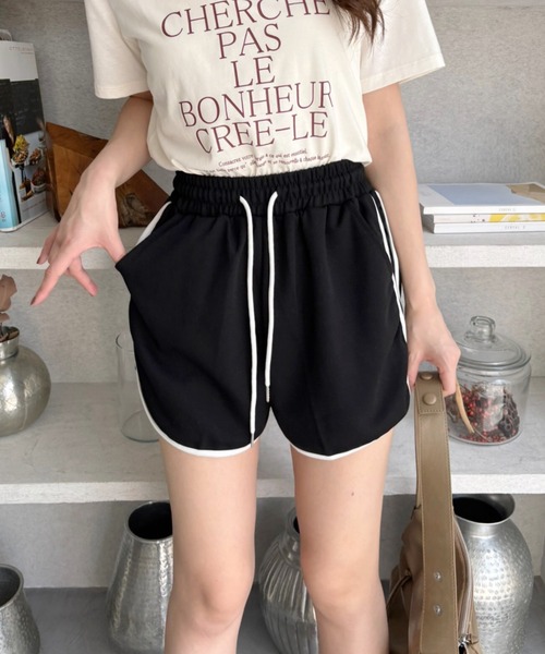 Ada. パンツ 配色ライントラックショートパンツ レディース : ZOZOTOWN