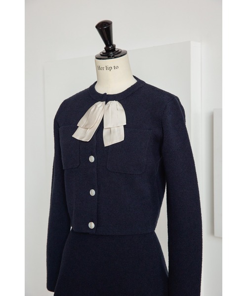 美品/herlipto/FauxFurCoa Her lip to 「Her to」 セットアップ M ネイビー レディース