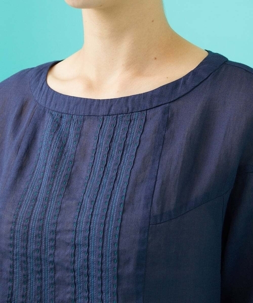 Jocomomola（ホコモモラ） ブラウス シャツ Temblar 配色ステッチ