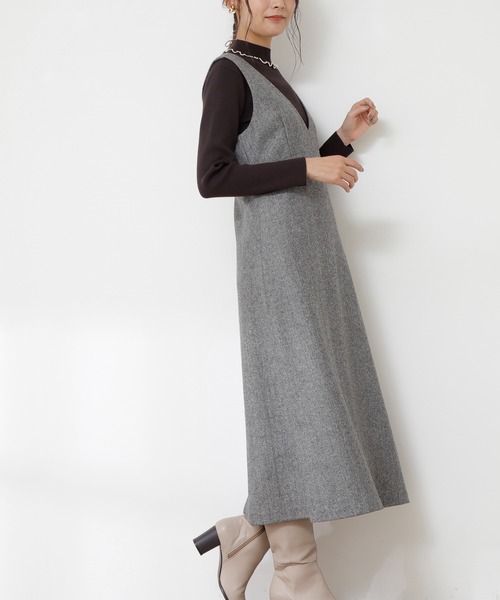 「N.（N. Natural Beauty Basic）」 サロペットスカート MEDIUM ダークグレー レディース_画像3