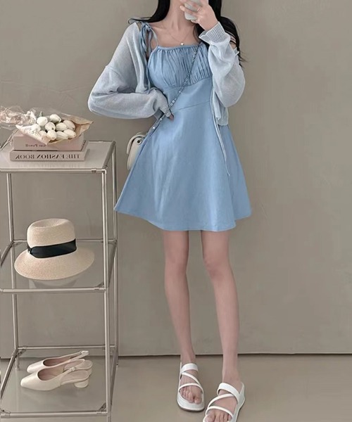 bubbles リボンデニムワンピース BUBBLES】リボンデニムワンピース | sparkling mall online store