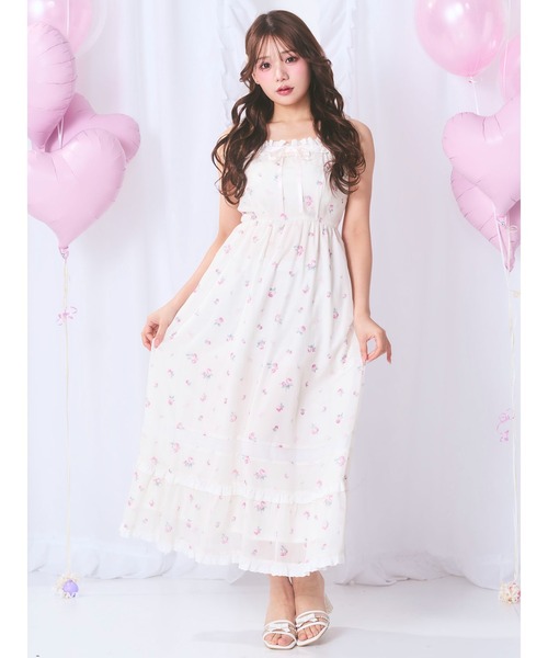 セオリー　ヘムフラワープリントワンピース　花柄　ボタニカル　総柄　変形ヘム AMBIDEX Store ○花ペイントプリント ボートネックワンピース(F