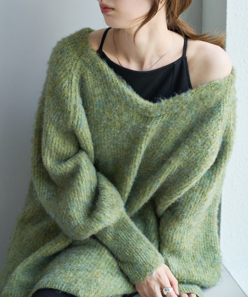 Kastane（カスタネ） Vネックニット FREE グリーン レディース