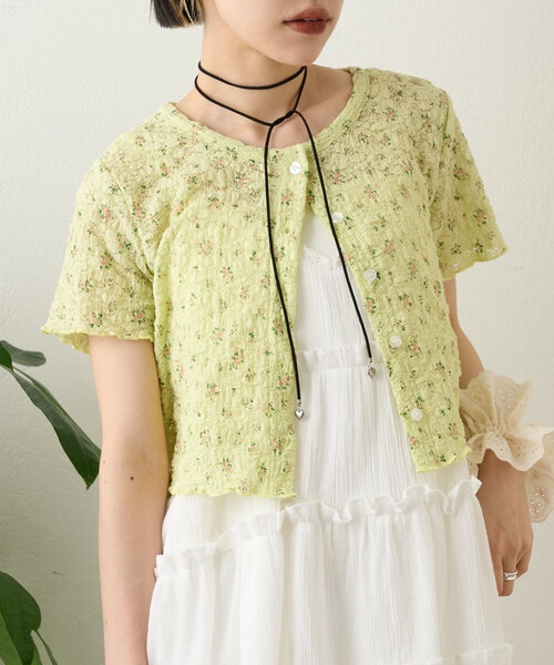 カーディガン 「セットアイテム」メローカットカーディガン レディース w closet カーディガン 「4色展開」小花シャーリングメロー