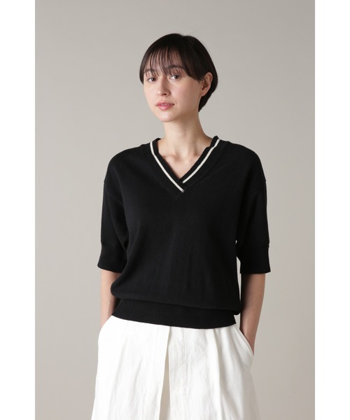 「MHL.」 Vネックニット 2 ブラック レディース