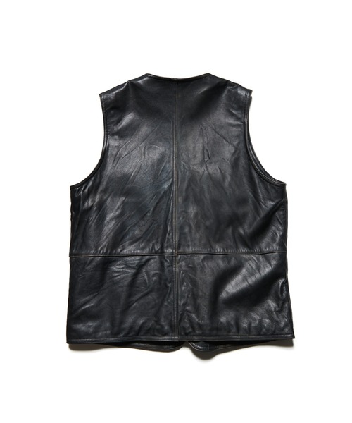 ベスト ジレ LEATHER 4POCKET VEST メンズ レディースの画像
