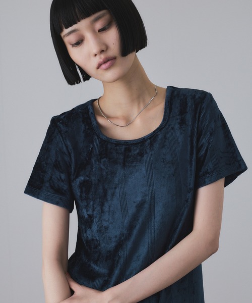 tシャツ 「Miller for ADAM ET ROPE'」別注 ベロアスクエアTee レディース