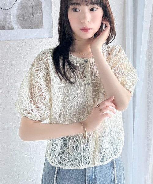 「mily bilet」 半袖ブラウス LARGE ブラック レディース_画像9