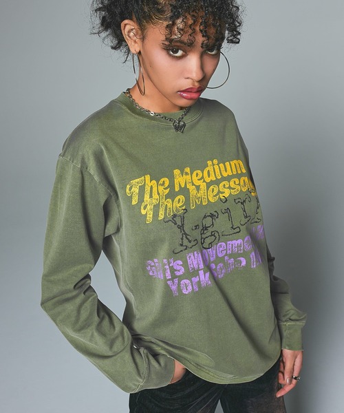 X-girl（エックスガール） tシャツ GRUNGE LOGO FADED L/S TEE