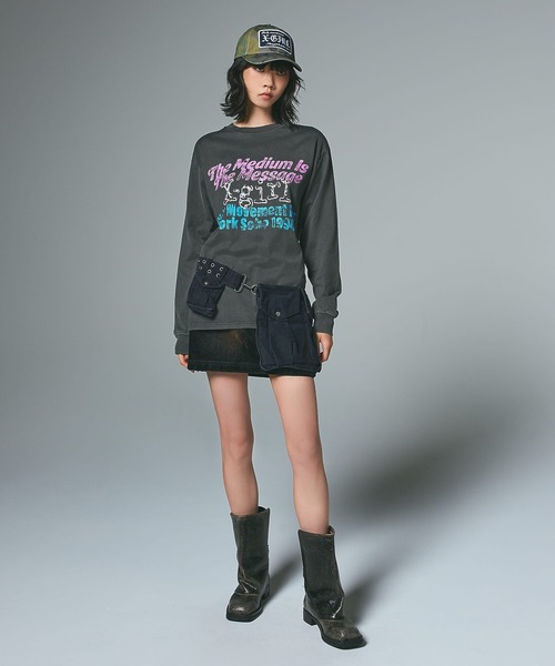 X-girl（エックスガール） tシャツ GRUNGE LOGO FADED L/S TEE