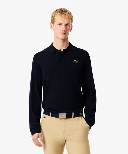 【期間限定15日迄】ラコステ　メンズニットポロシャツ LACOSTE（ラコステ） セーター ニット ミニマルゴルフポロニットシャツ