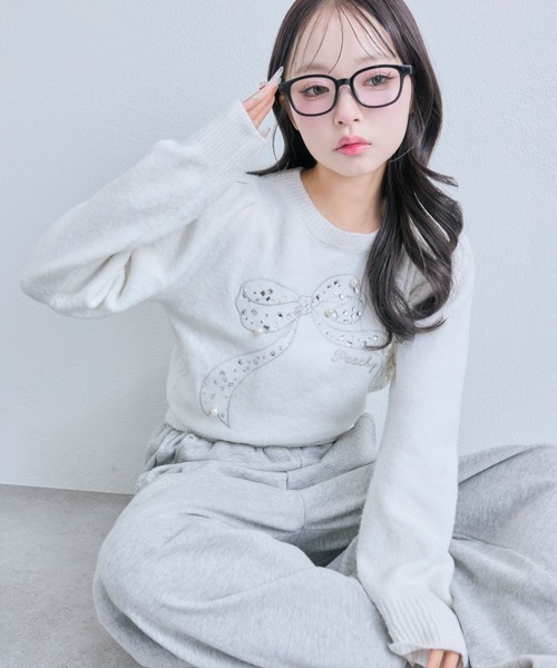 OLIVE des ニット セーター キラキラリボンニット レディース