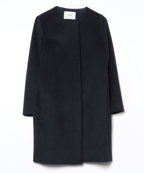 SLOBE IENA（スローブイエナ） ノーカラーコート 38 ネイビー