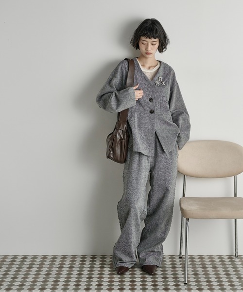 THE Yon パンツ フリルラインツイードパンツ レディース : ZOZOTOWN