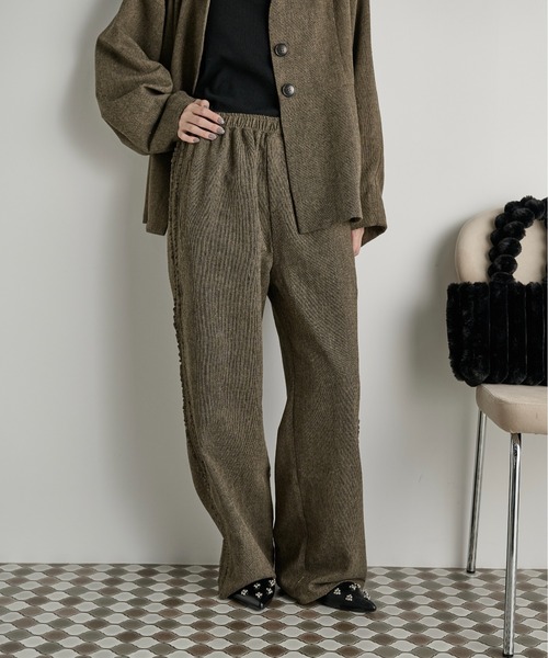 THE Yon パンツ フリルラインツイードパンツ レディース : ZOZOTOWN