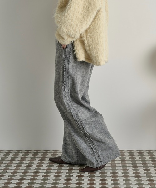 THE Yon パンツ フリルラインツイードパンツ レディース : ZOZOTOWN