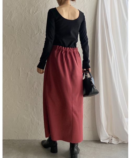 She's Closet tシャツ 長袖ボートネックカップ付きバックオープン