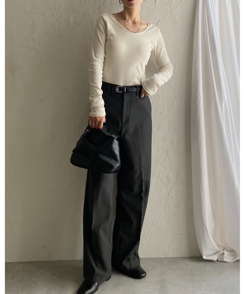 She's Closet tシャツ 長袖ボートネックカップ付きバックオープン