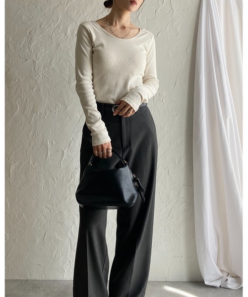 She's Closet tシャツ 長袖ボートネックカップ付きバックオープン