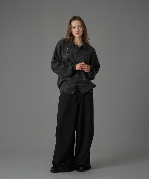 ONCILY（オンシェリー） カーディガン RHINESTONE KNIT POLO CARDIGAN