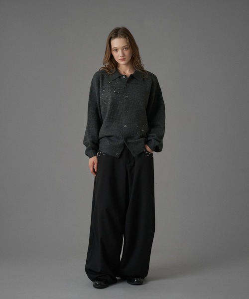 ONCILY（オンシェリー） カーディガン RHINESTONE KNIT POLO CARDIGAN