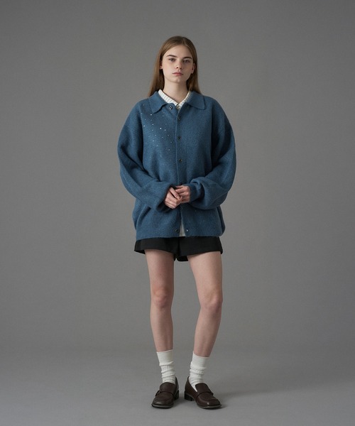 ONCILY（オンシェリー） カーディガン RHINESTONE KNIT POLO CARDIGAN