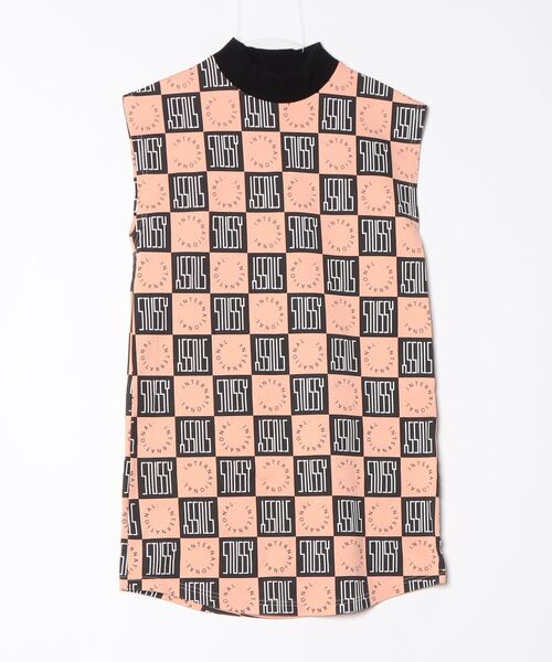 STUSSY（ステューシー） チェック柄ノースリーブワンピース M ピンク